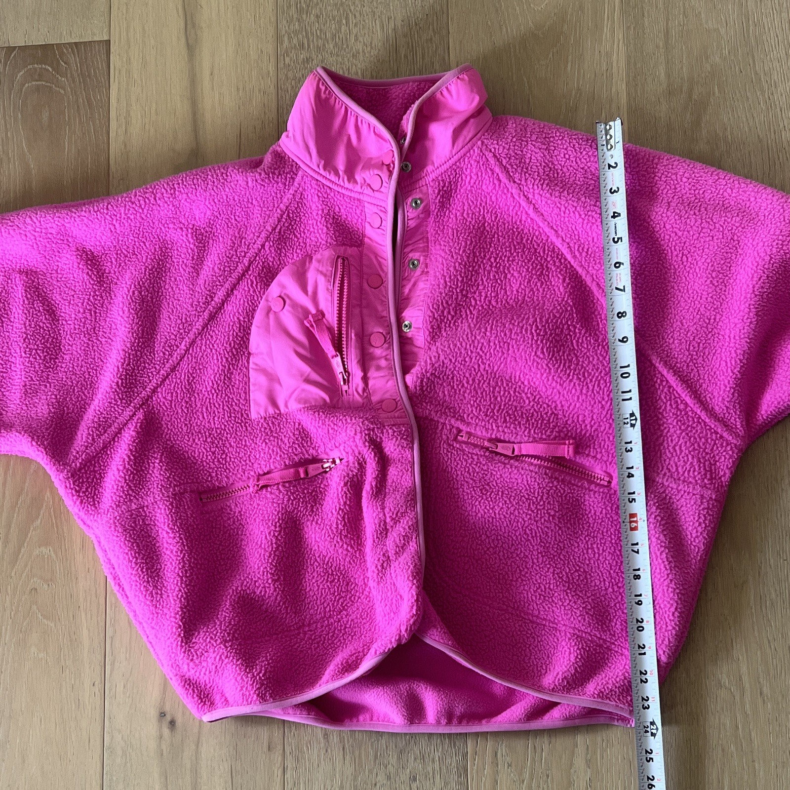 FP Movement Pink Fleece Mock Neck 1/2 Snap Pullover Zipper Pocket S