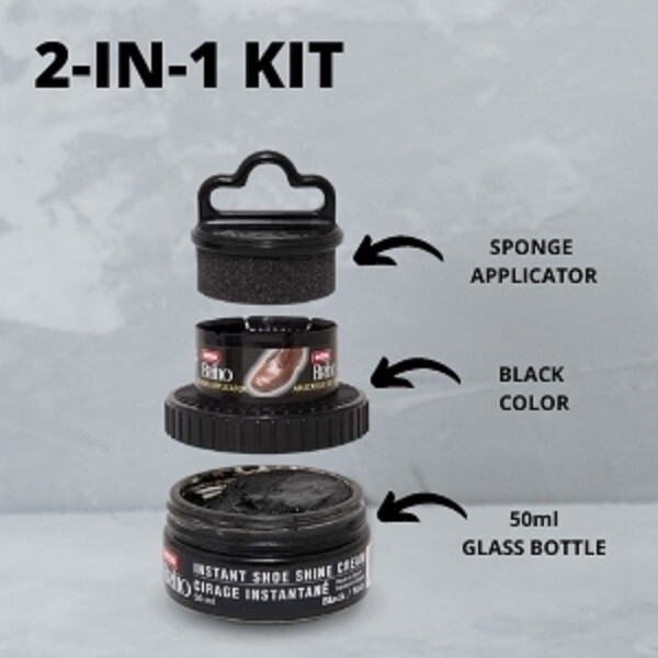 Moneysworth and Best Instant Shoe Shine Cream Kit- black with dauber brush