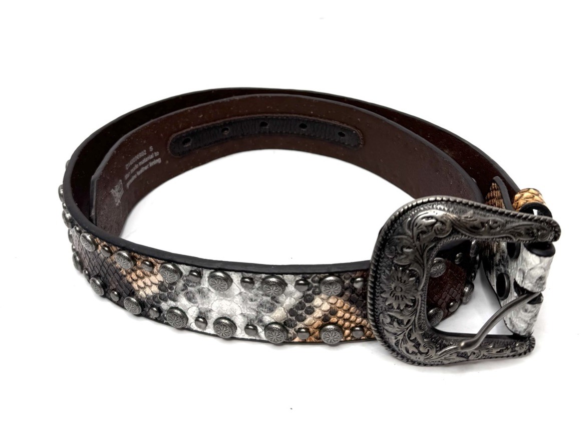 Angel Ranch D140000902 Womens Python StudsEdge Western Belt Multi- S Size
