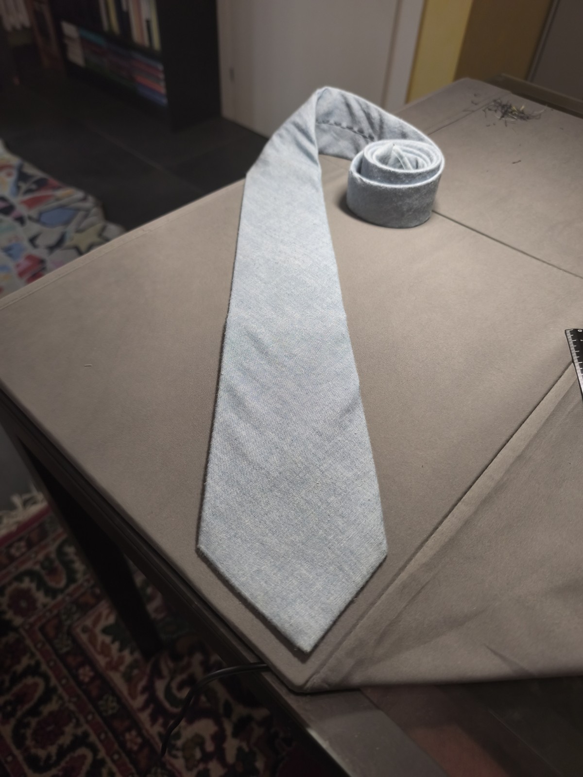 A. Di Capua Napoli – Solid Blue Cotton Tailored Tie