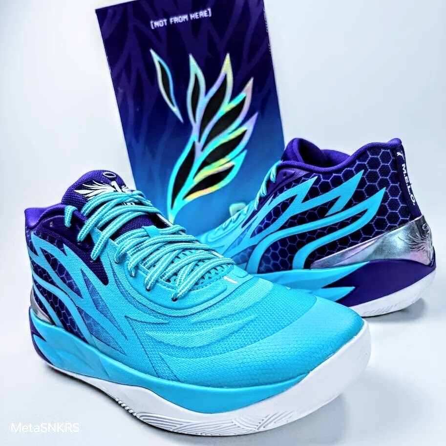 Puma MB.02 US 14 Men’s Purple Blue White Basketball LaMelo Ball 379779 01 New