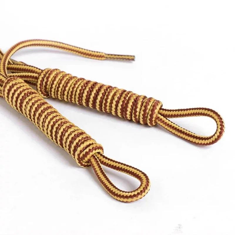 1 Pair Outdoor Boots Shoelaces Striped Double Color round Hiking Walking Sports