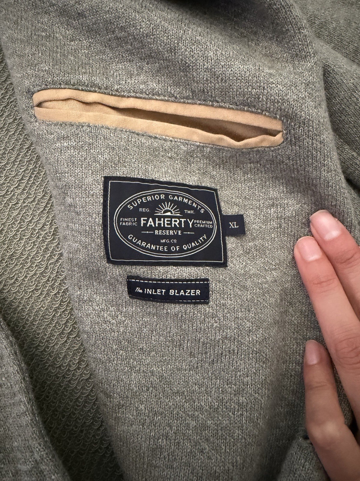 Faherty Men’s Inlet Knit Blazer Olive Brush Melange, Size Large