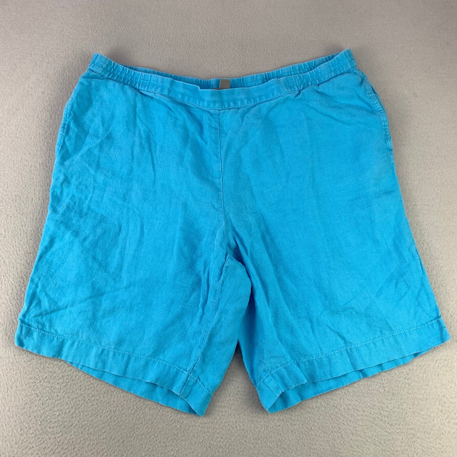 J.Jill Linen Shorts Womens Large Blue Casual Elastic Waist Breathable Beachy
