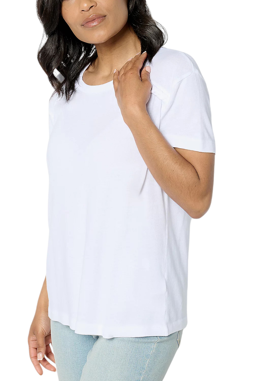 Peace Love World Boheme Braided Crew Neck Tee Shirt White