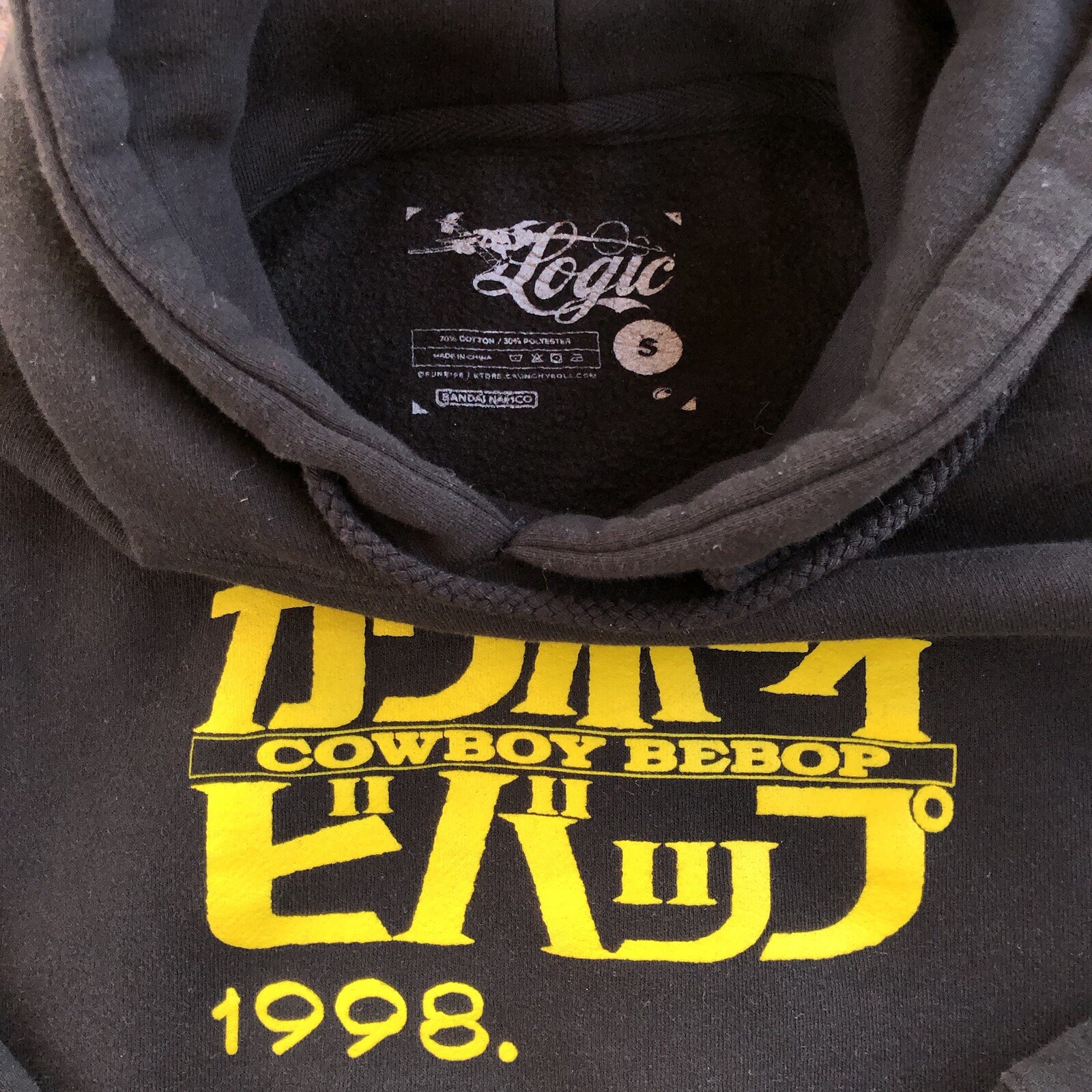 Cowboy Bebop 1998 Crunchyroll Hoodie Size Small Anime Logic Black Pullover EUC