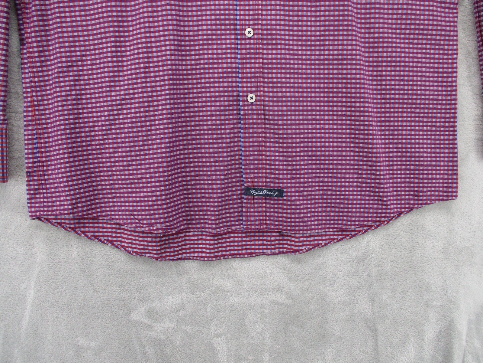 Eligish Laundry Button Up Shirt Men’s XL Red Blue Purple Geometric Plaid Cotton