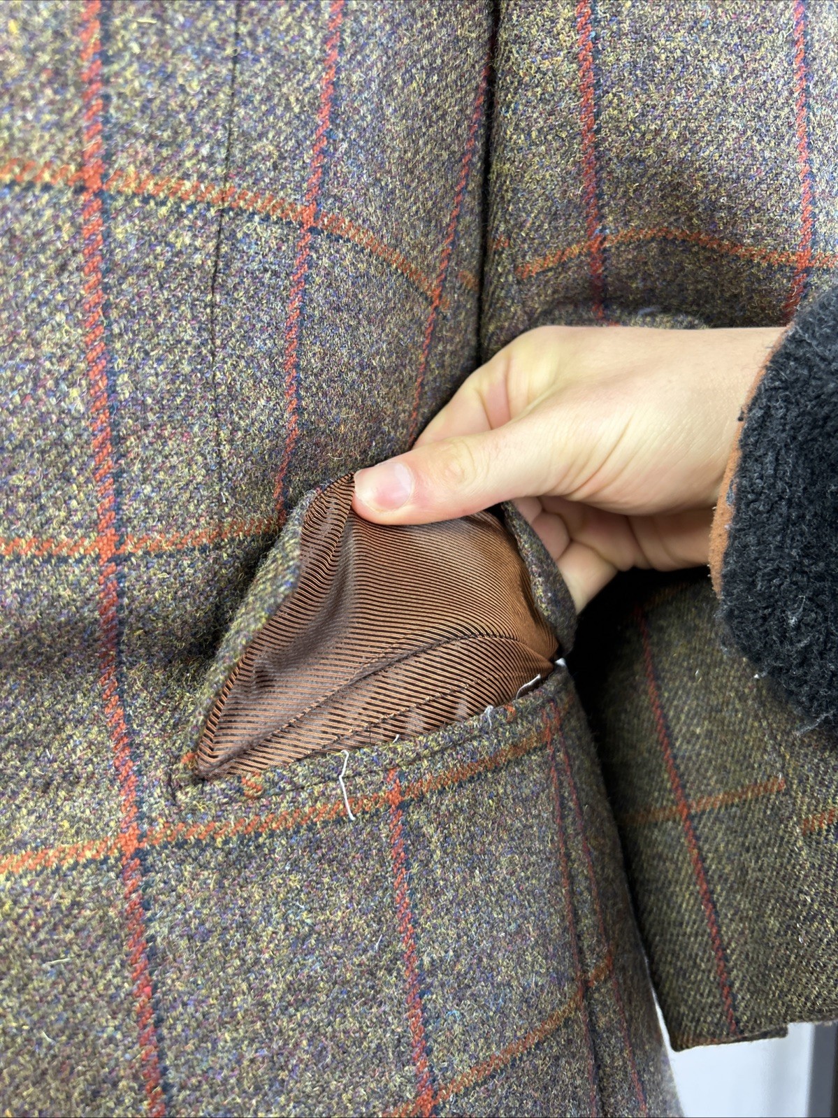 Ede & Ravenscroft 38R Windowpane Tweed English Suit 2 Pairs Trousers Savile Row