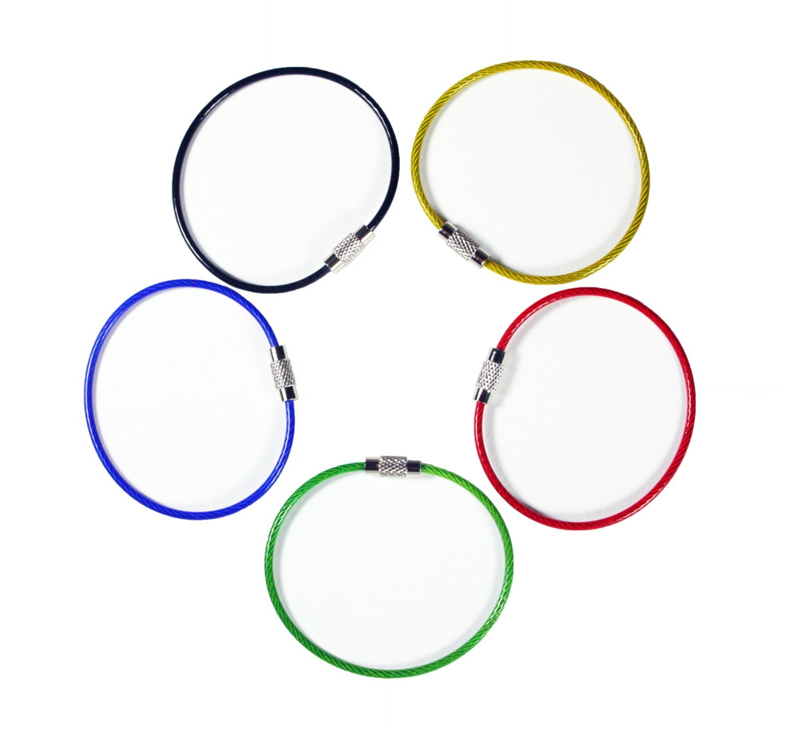 30pc Colored PVC Coated Wire Keychain 4/6.3/7.9 Inch Cable Key Ring Loops