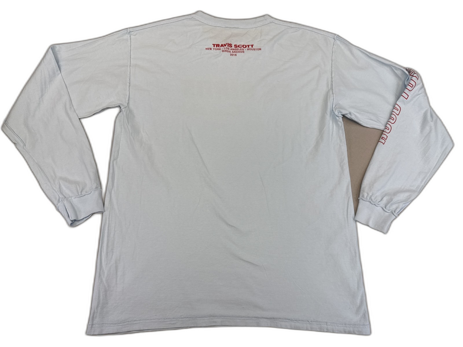 Travis Scott TS Birds Music Graphic Tee L White Long Sleeve 100% Cotton
