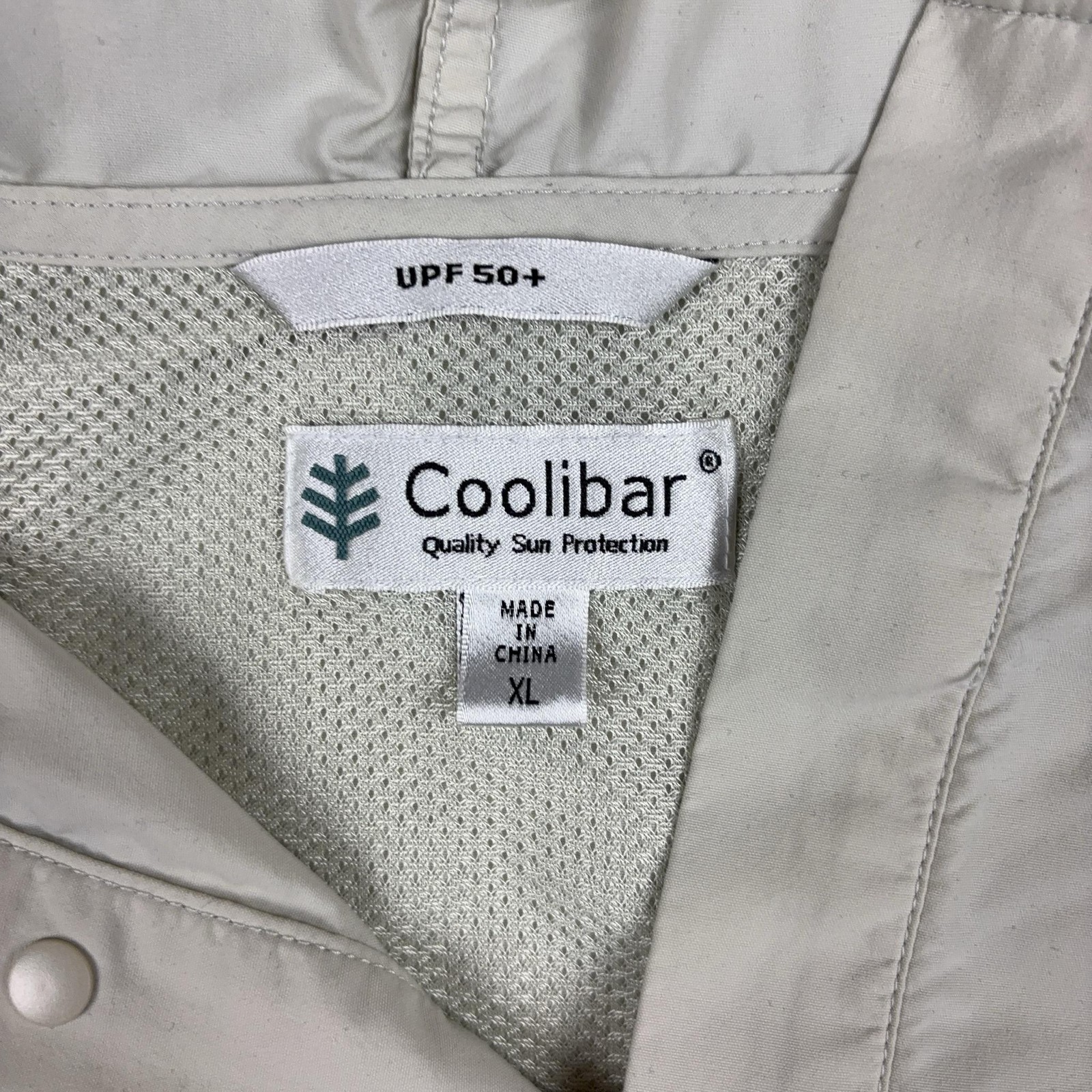 Coolibar Jacket Mens XL Beige Hooded Pullover Windbreaker UPF 50+ Mesh Sun