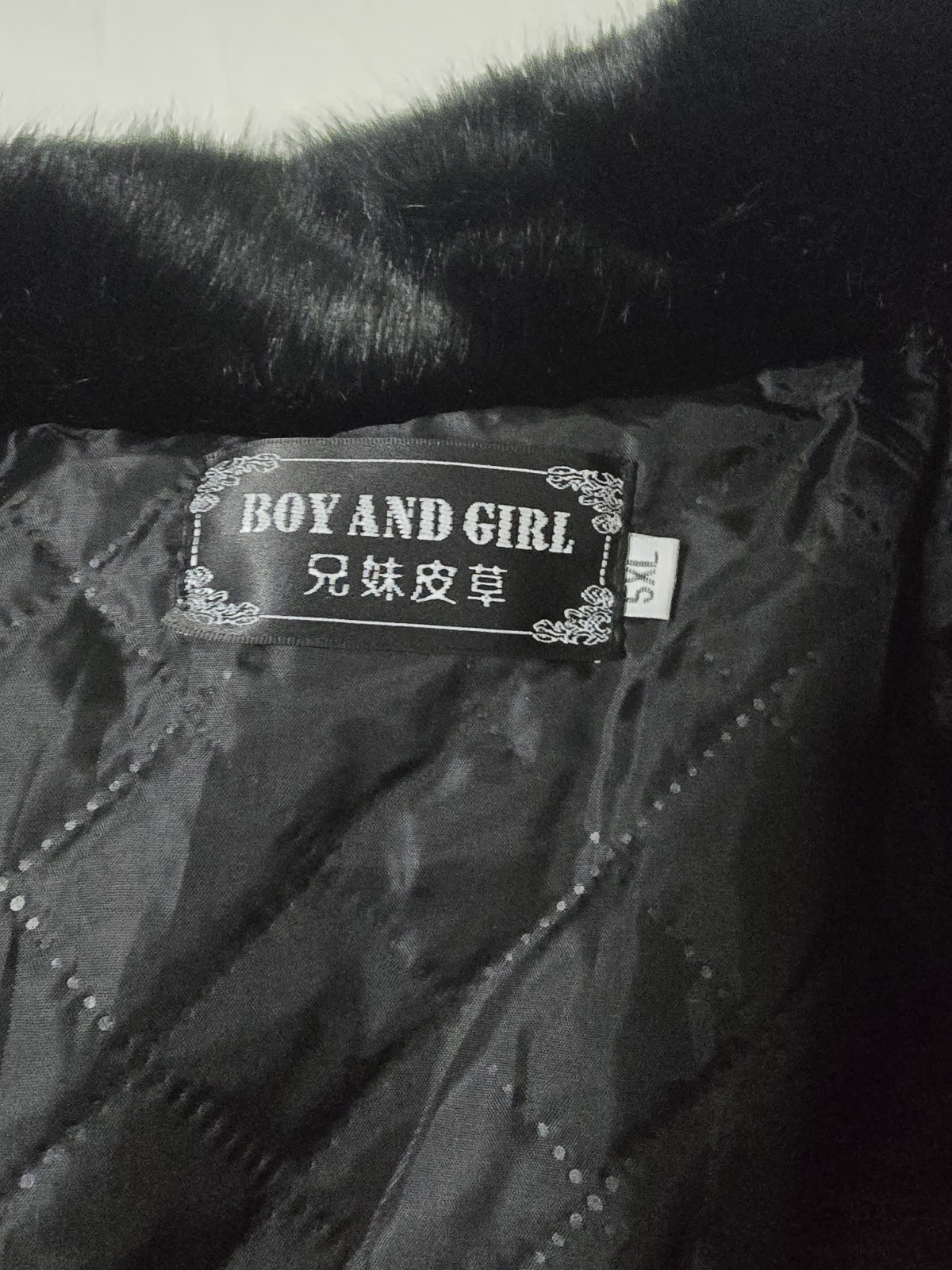 Faux Leather Faux Fur Quilted Jacket Boy And Girl 5xl≈M/L