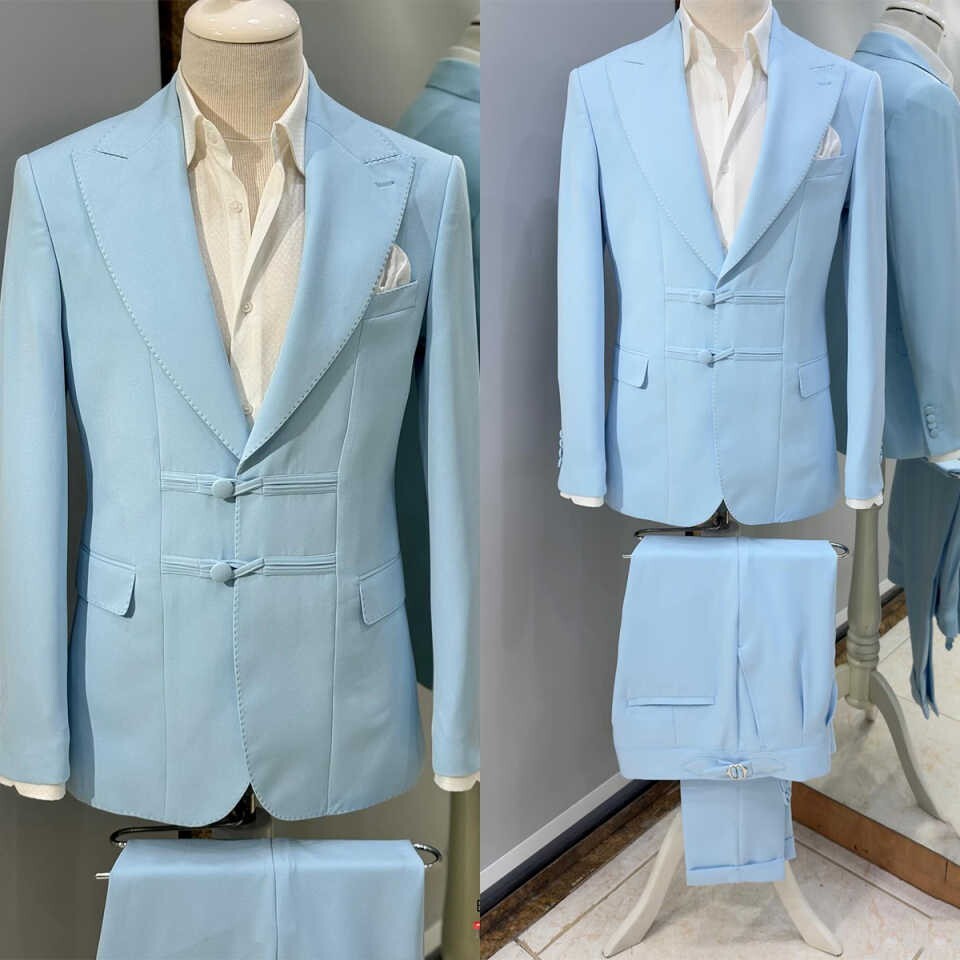 Business Men Suits Regular Fit Formal Prom Peak Lapel Tuxedos Prom Jacket Pant