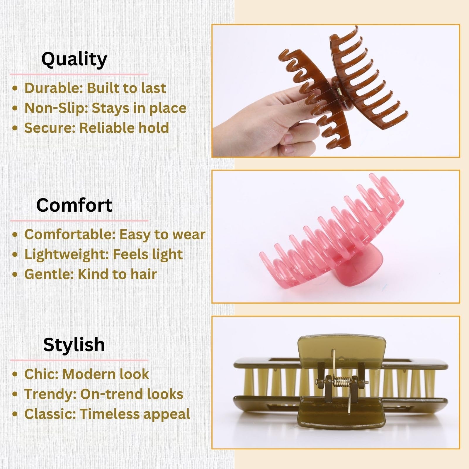 8 PCS 4.3 Inch Large Jelly Hair Claw Clips Strong Hold NonSlip Thick Thin