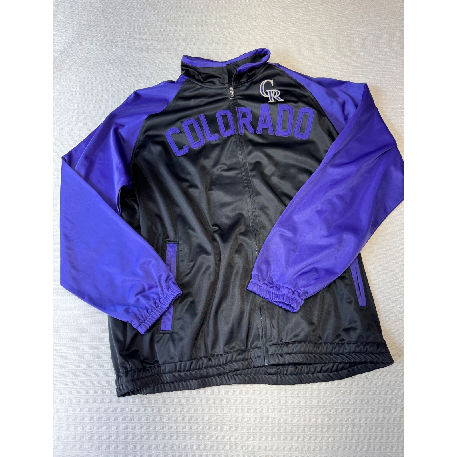 MLB Colorado Rockies Track Jacket Mens XXL Black Purple Full Zip G-III Apparel