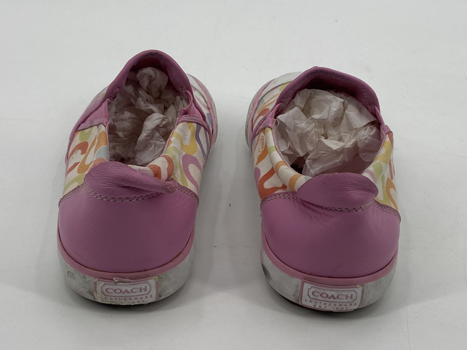 Coach Beale Pink Multicolor C Logo Monogram Slip On Sneaker Women’s Size 5B