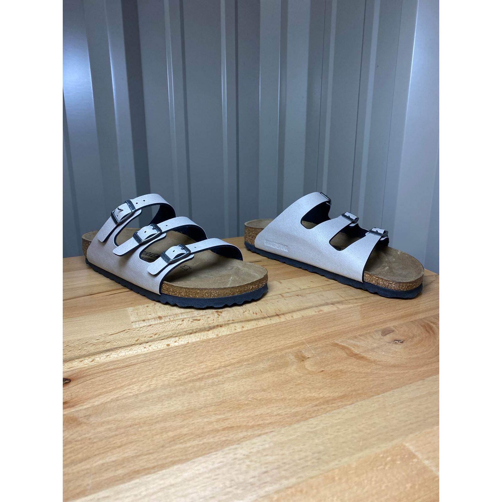 Birkenstock Florida Sandals Size 37/Women’s 6 Grey Leather New!