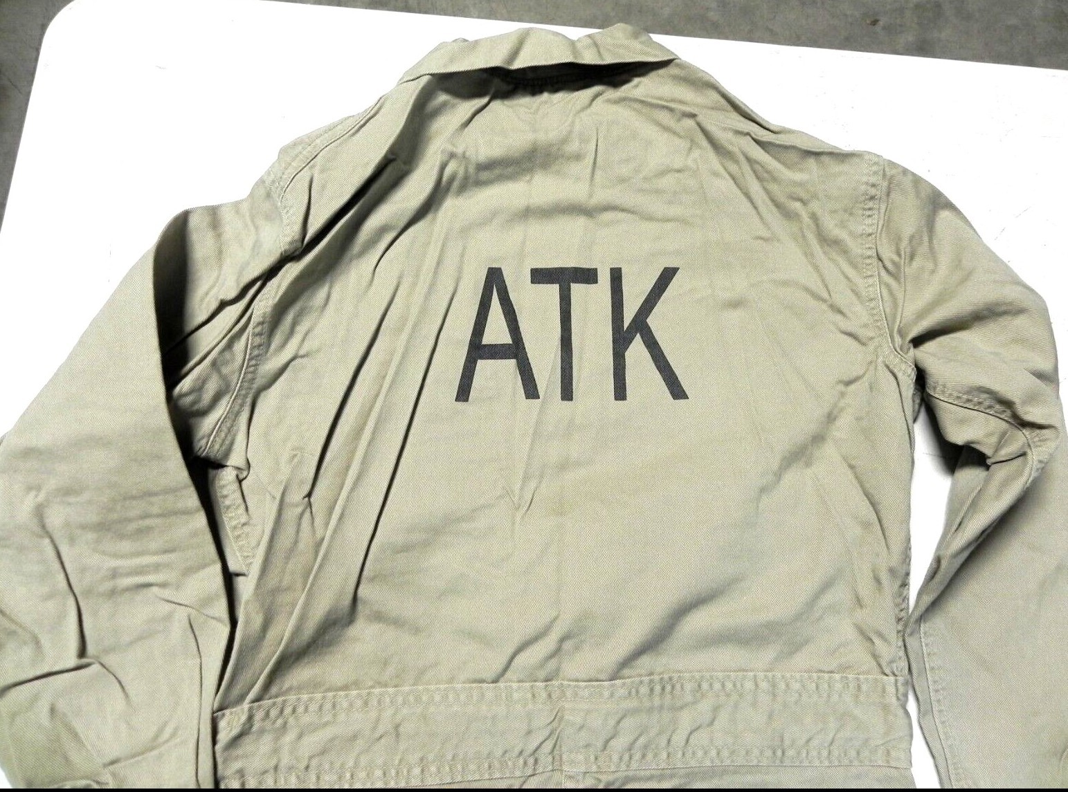 Khaki Cotton Coverall Hook & Loop Wrst/Ank, Button Closure C08720 ATK Logo HR