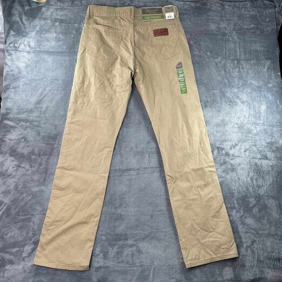Wrangler Retro Slim Straight Pants Mens 32×34 Fawn NWT 5-Pocket Cowboy Western
