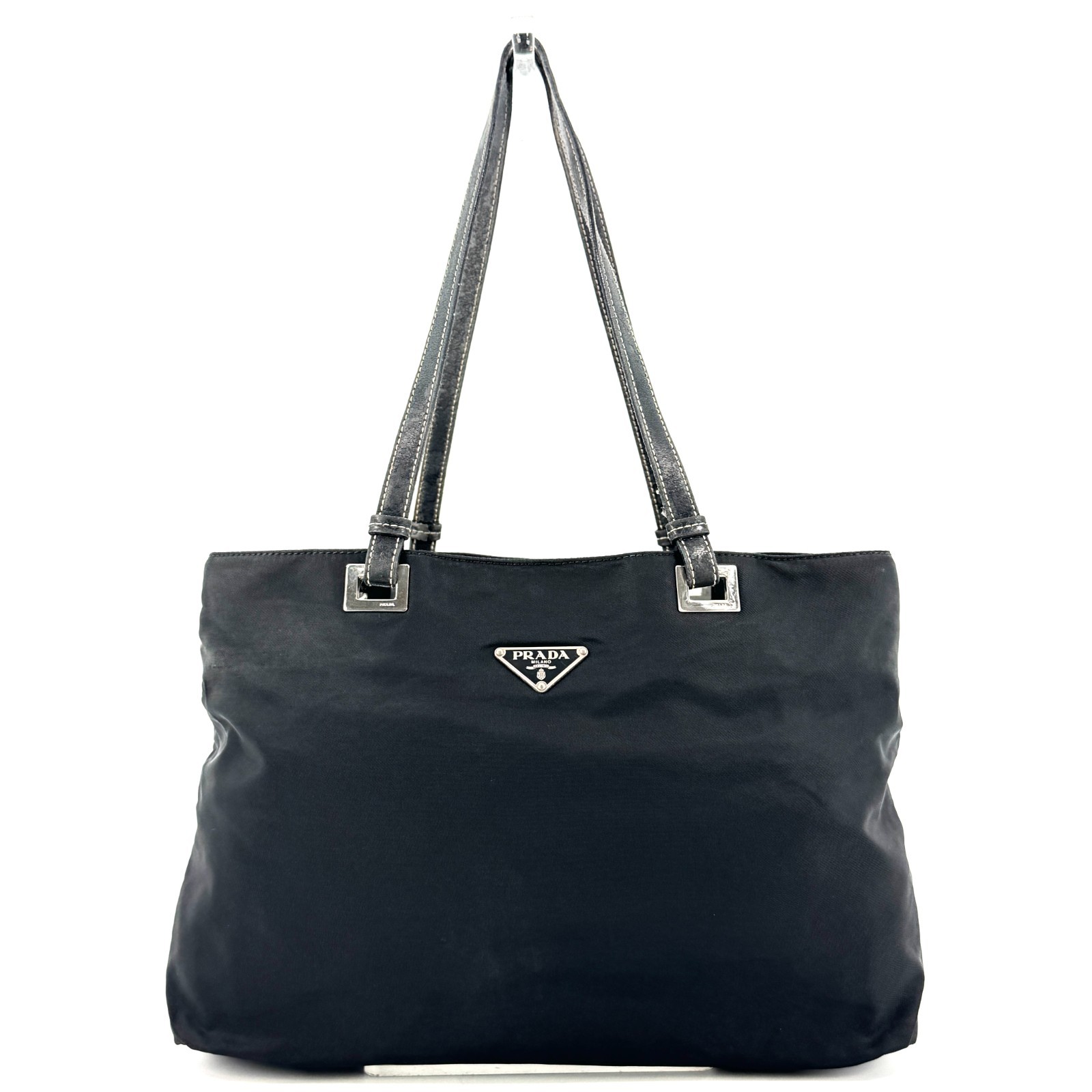 PRADA Tote Bag Tessuto Nylon Leather Black Authentic