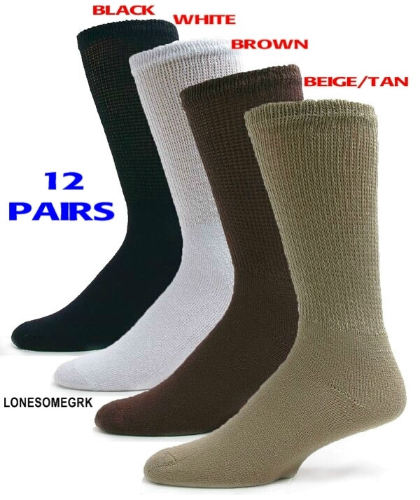 12 Pairs Mens Physicians Choice VENTILATED Diabetic Variety Crew Socks US Made