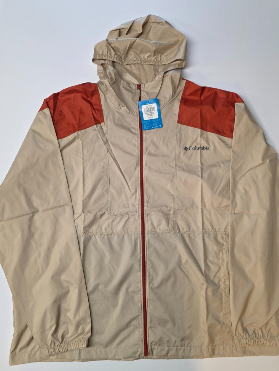 Columbia Flashback Windbreaker Jacket Men’s XXL Beige Rust Hooded NWT