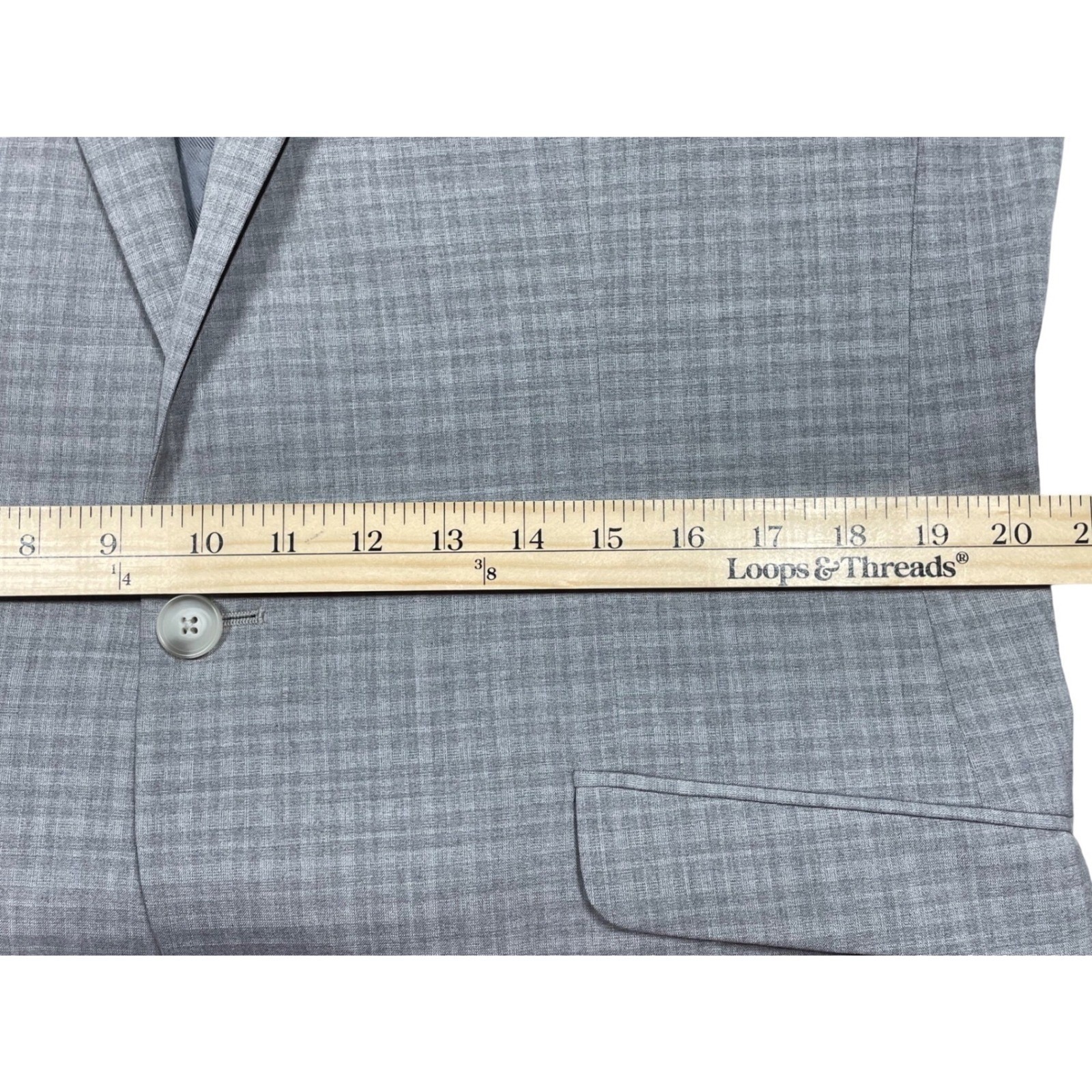REACTION KENNETH COLE 44R Techni-Cole Gray Plaid Jacket Blazer Sport Coat