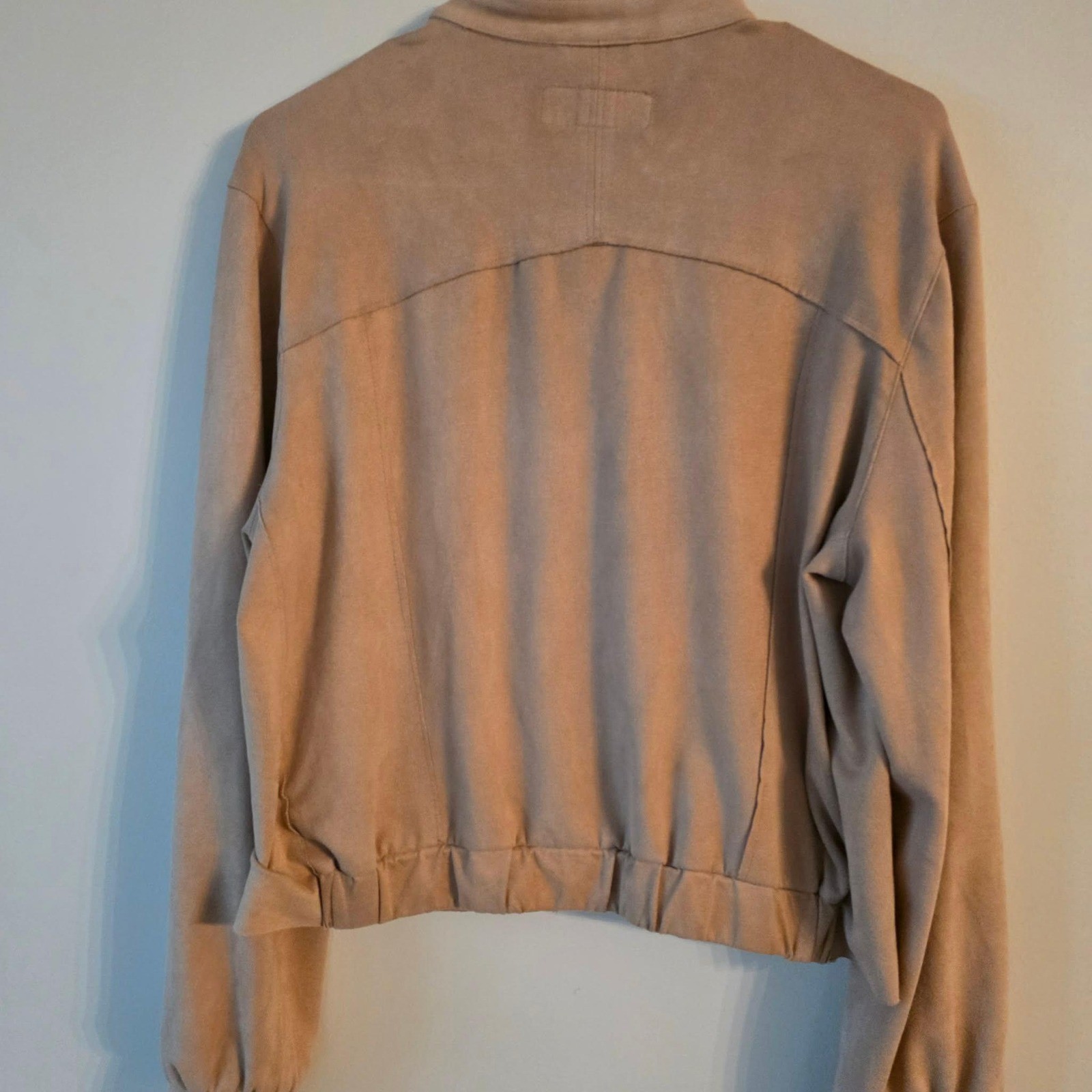 BlankNYC Faux Suede Moto Jacket Large Tan Beige Asymmetrical Zip Biker