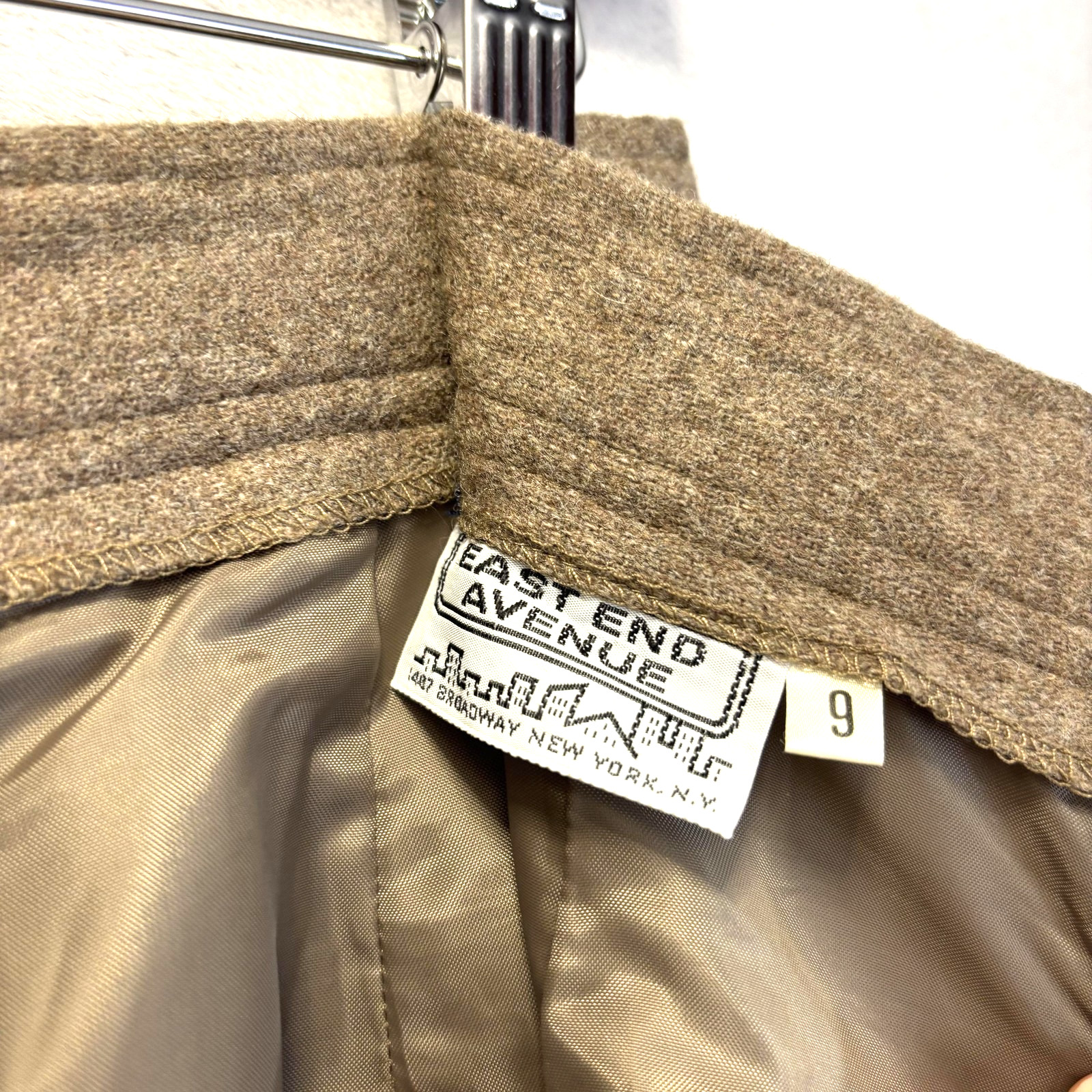 Vintage Tweed Wool Pleated A Line Skirt Medium 9 Brown Midi Slit Academia Office