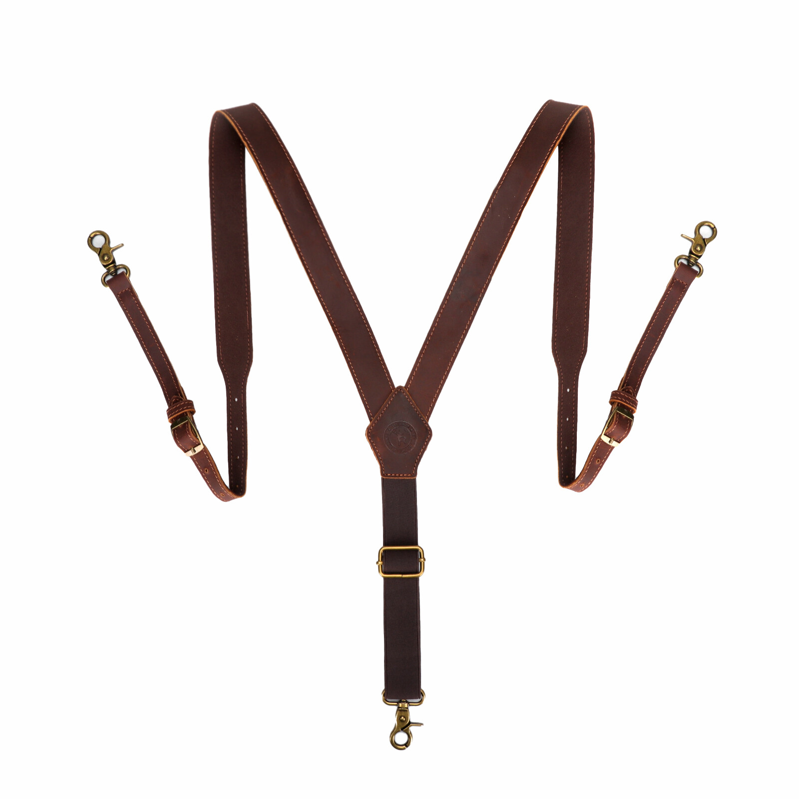 TOURBON Men’s Y-Back Suspender Pants Braces 3 Hook Adjustable Vintage Leather US