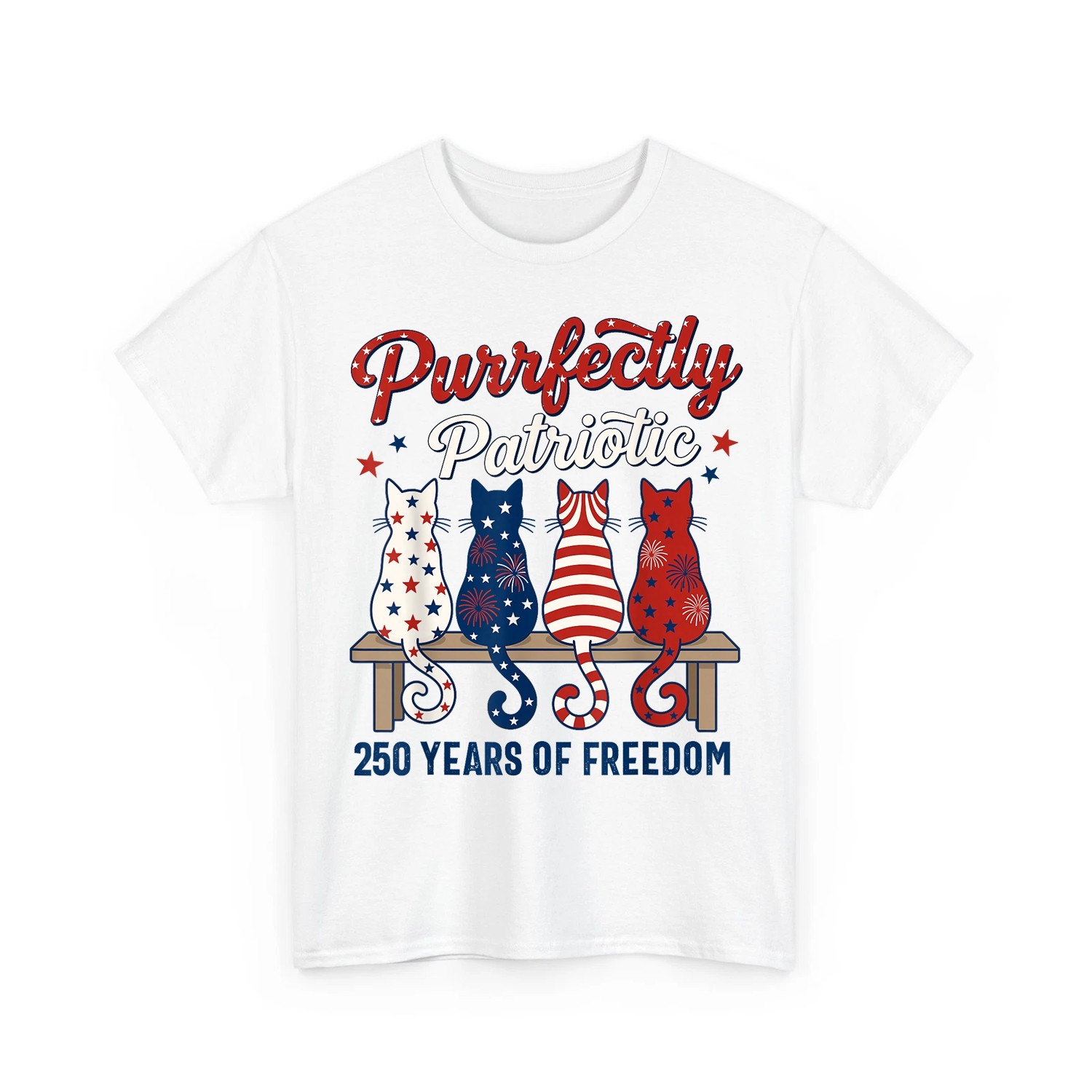 4th of July Cat Lovers Purrfectly Patriotic 250 Years 250th Anniversary T-Shirt