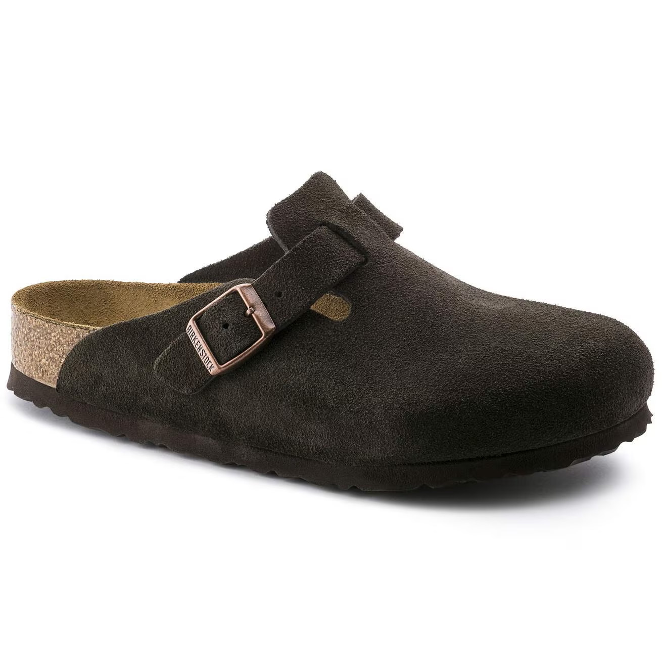 Birkenstock Boston Soft Footbed Suede Leather Clog Shoes Taupe/Black/Mocha/Mink