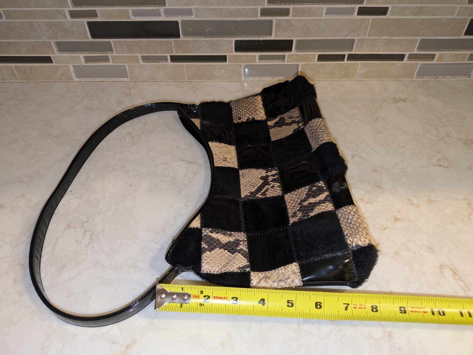 Rob Ference LA Black Patent Leather, Calf Hair, and Snakeskin Purse