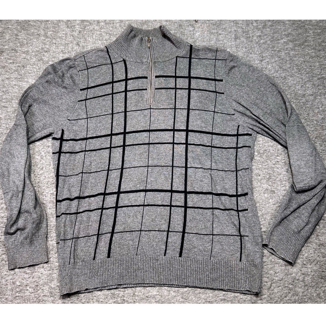 Vintage GAP Sweater Mens Large Half Zip Grey Casual Ribbed Layering Preppy 80s