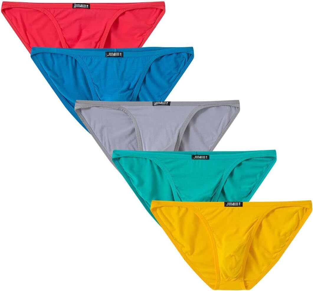 5-PACK Men Briefs Sexy Low Rise Bikini Briefs Bamboo Underwear Multipack