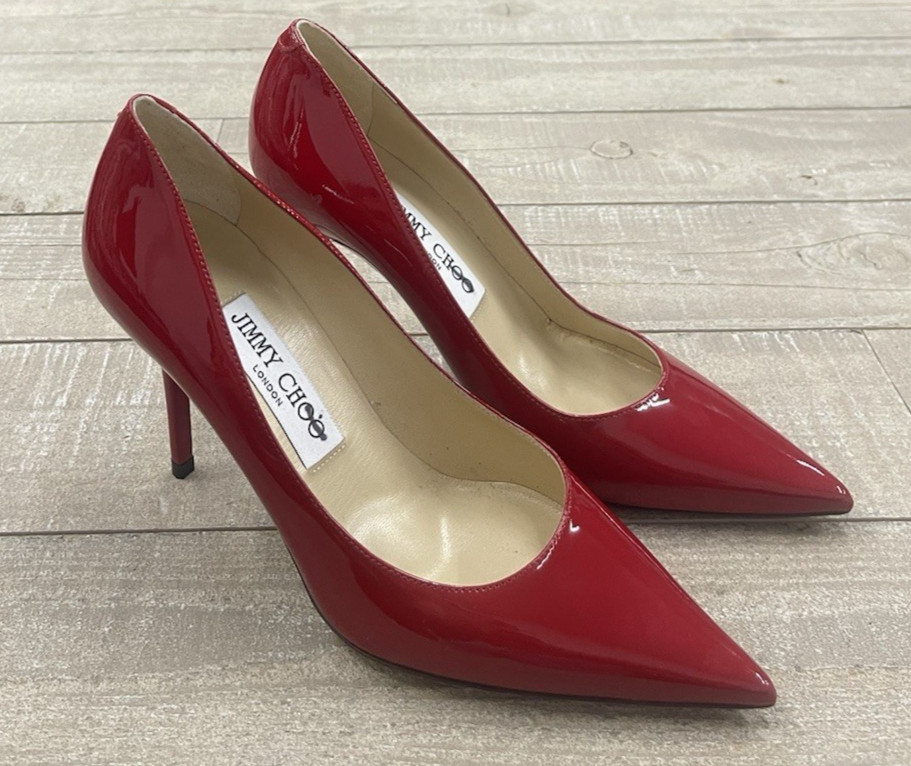 New Jimmy Choo Agnes 85mm Patent Leather Pump Heels In Red Size: 35 (US 5)
