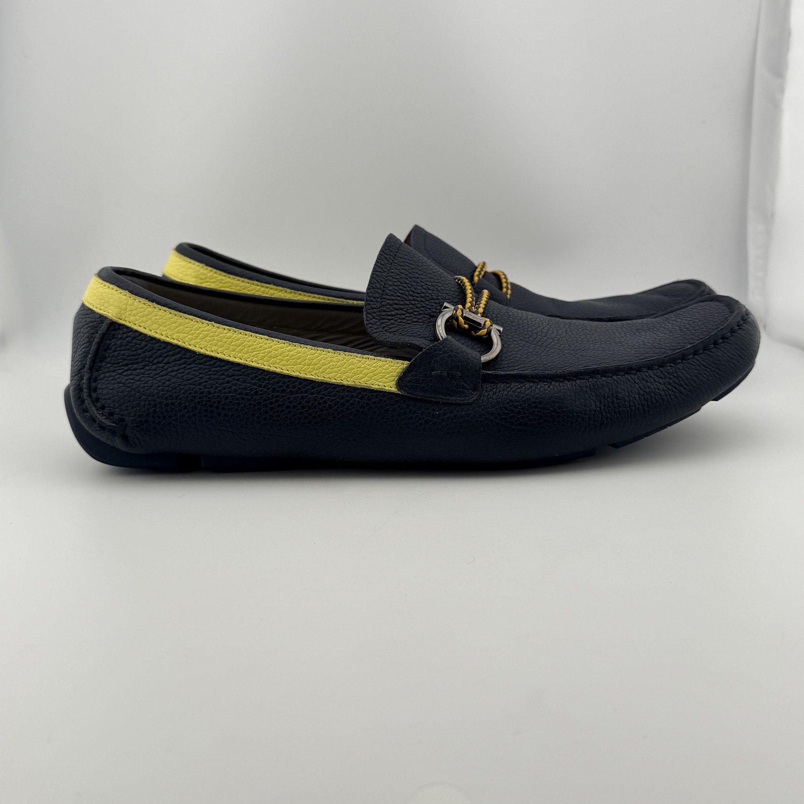 Salvatore Ferragamo Men’s Navy Blue Gancini Driving Loafers US 10.5 E Made Italy