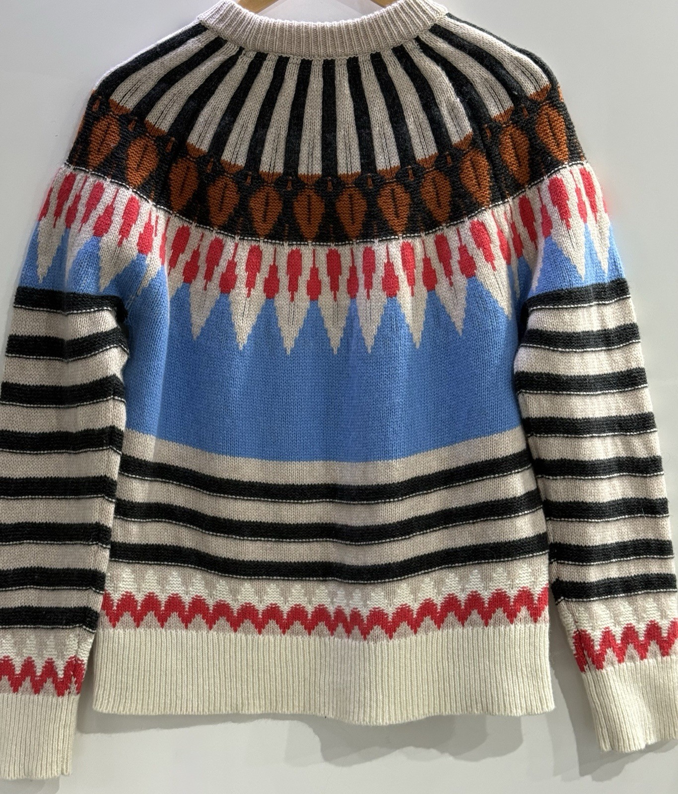 White Stuff Fair Isle Lambswool Jumper UK 14 Blue Nordic Pattern Wool Blend