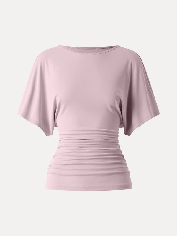 OGL Effortless Boatneck Batwing Sleeve Side Ruched Top