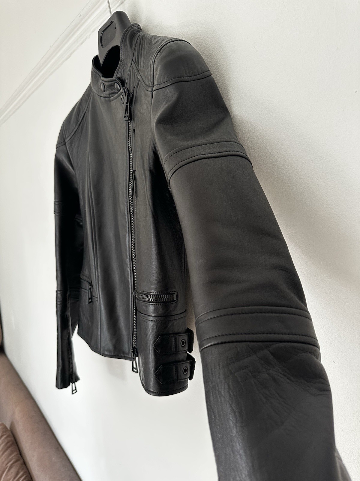 BELSTAFF BLACK LEATHER JACKET IT42 UK 10