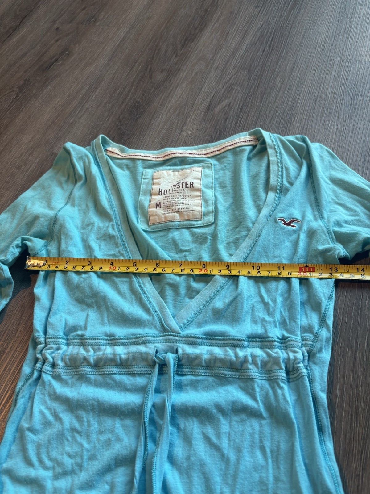 Hollister Y2k Light Blue Short Sleeve with Adjustable Tie Size M Women’s
