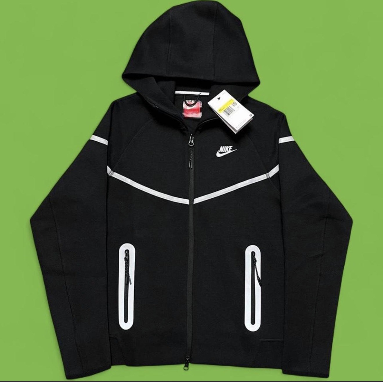 Nike Tech Zip up Fleece Black Reflective Hoodie Large