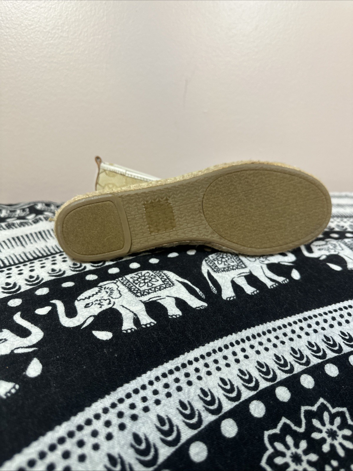 Michael Kors Espadrille Flats Womens 7 Tan Excellent Bow Logo AG11K