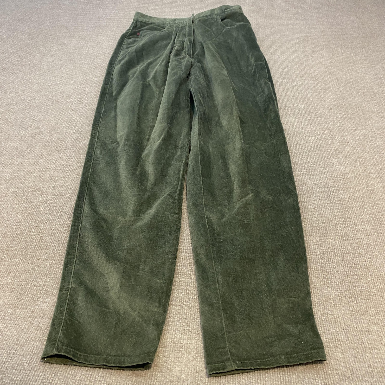Woolrich Pants Women 10 Fits 29×31 Green Corduroy Relaxed Straight Leg High Rise