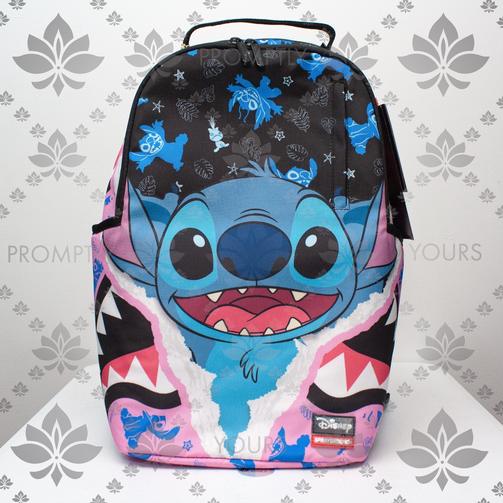 Sprayground Disney Lilo and Stitch Rip Shark Backpack Unisex Book Bag Black NEW