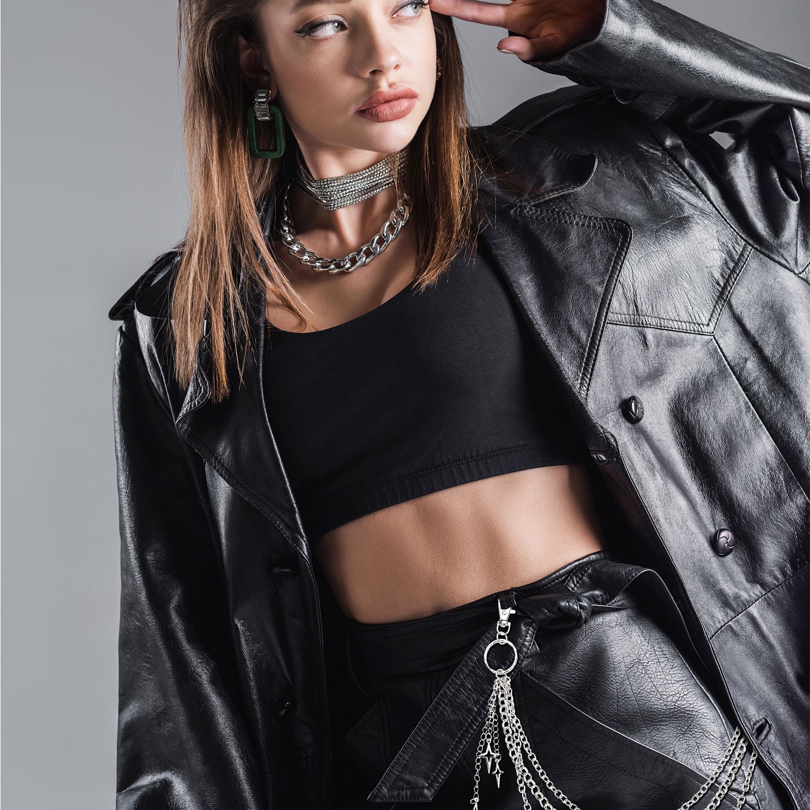 Strawberry Punk Pants Chain with Lobster Clasps for Hip Hop Pink