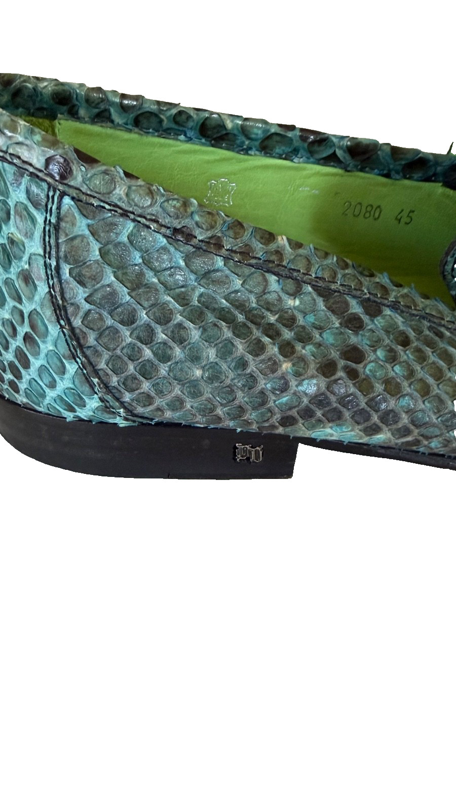 Versace Python Loafers Turquoise Green Medusa Slip-On Men EU 45 US 11.5 Italy