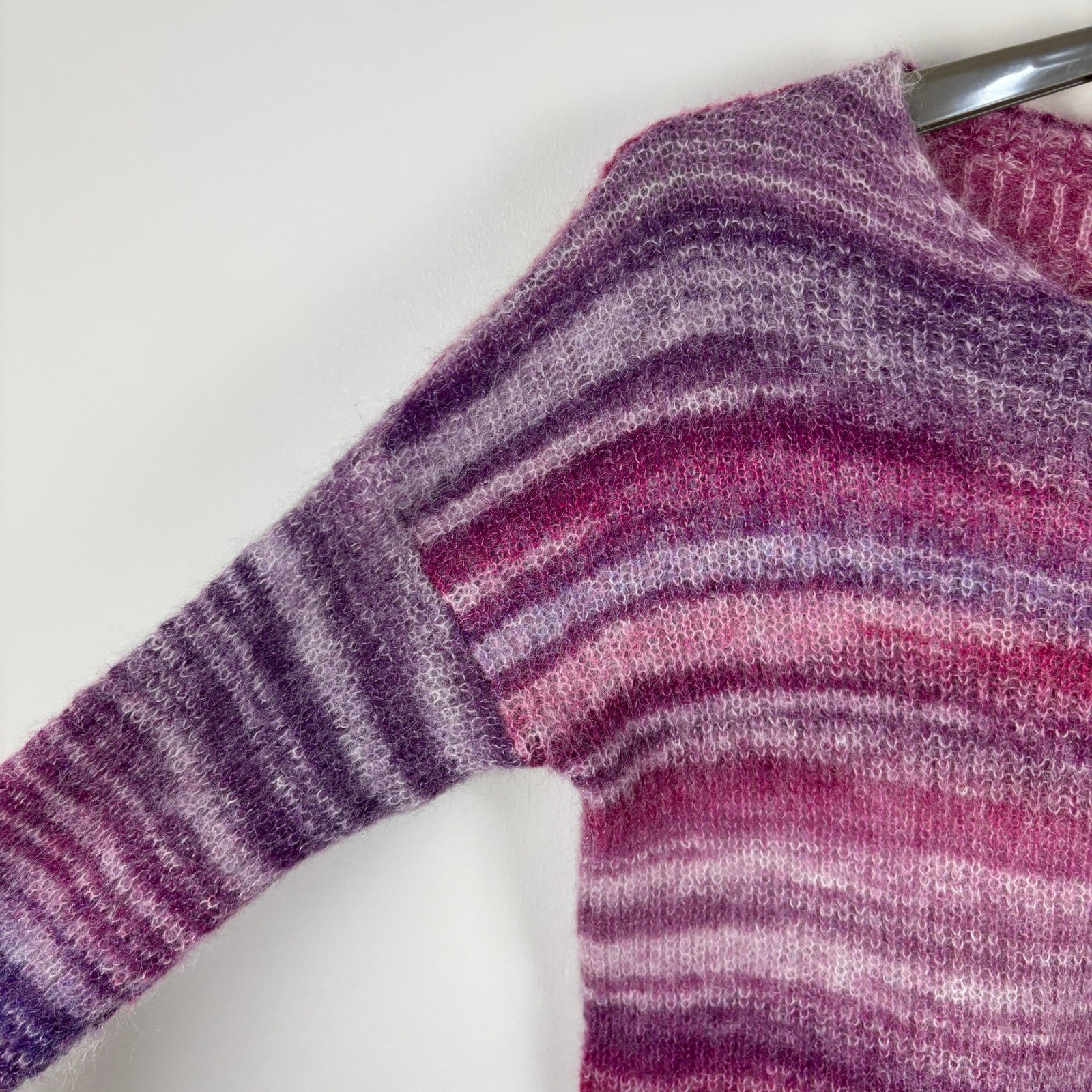 Elsamanda Italy Mohair Alpaca Blend Striped Sweater Purple Pink Ombre Small