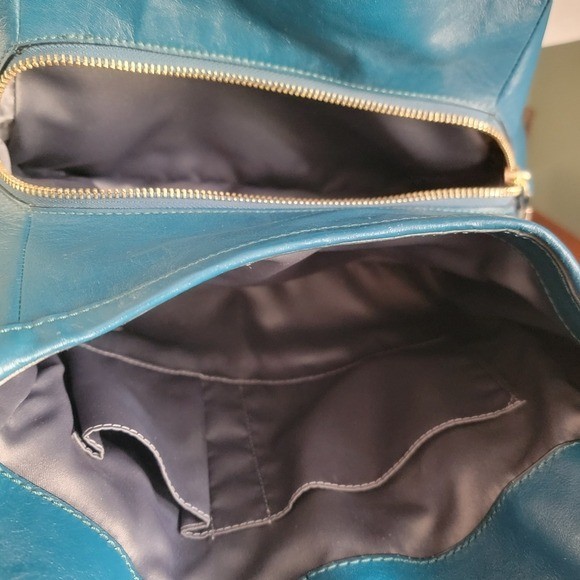 Coach 26257 Madison Phoebe Gathered Twist Teal Leather Shoulder Bag