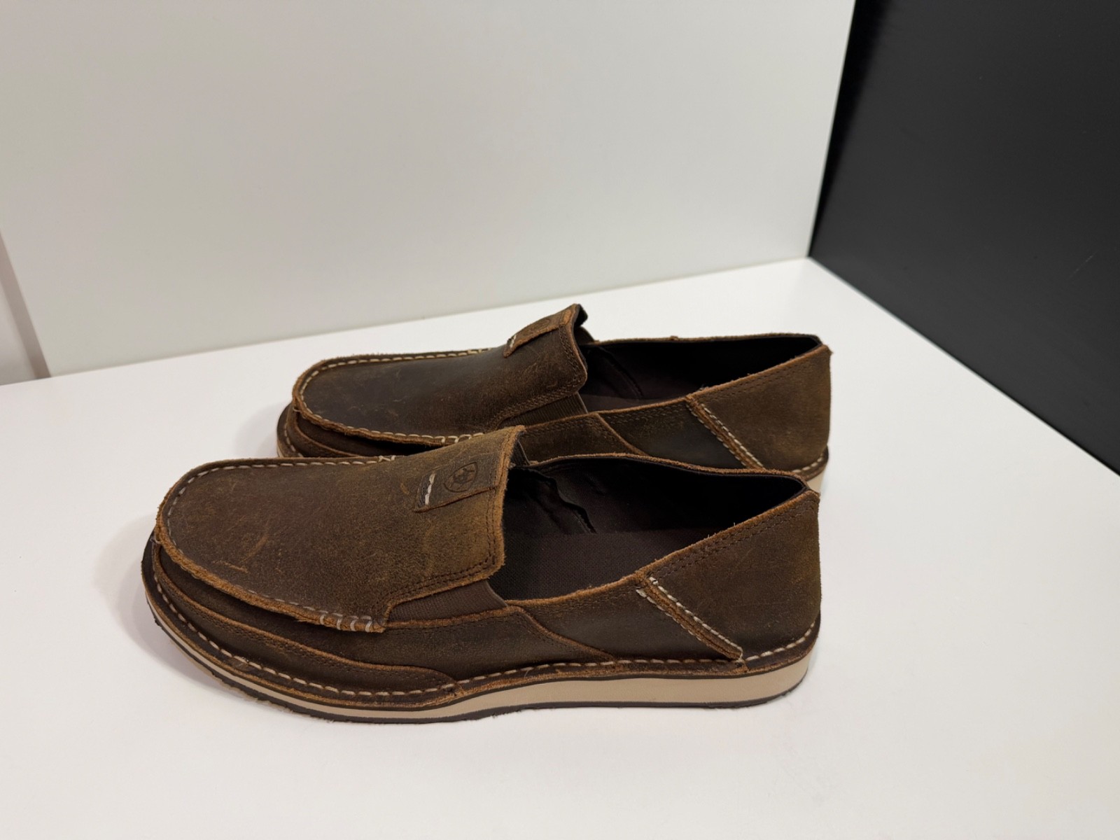 ARIAT MENS CRUISER SLIP ON LEATHER SHOES ROUGH OAK US 11 EE UK 10 W EUR 44.5 W